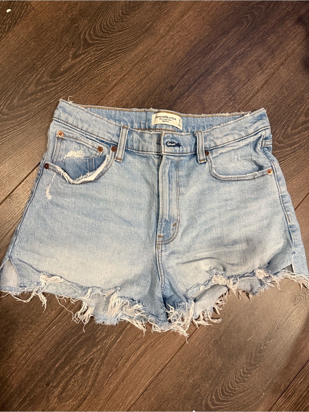 Abercrombie & Fitch Light Blue Distressed Frayed Hem Denim Shorts